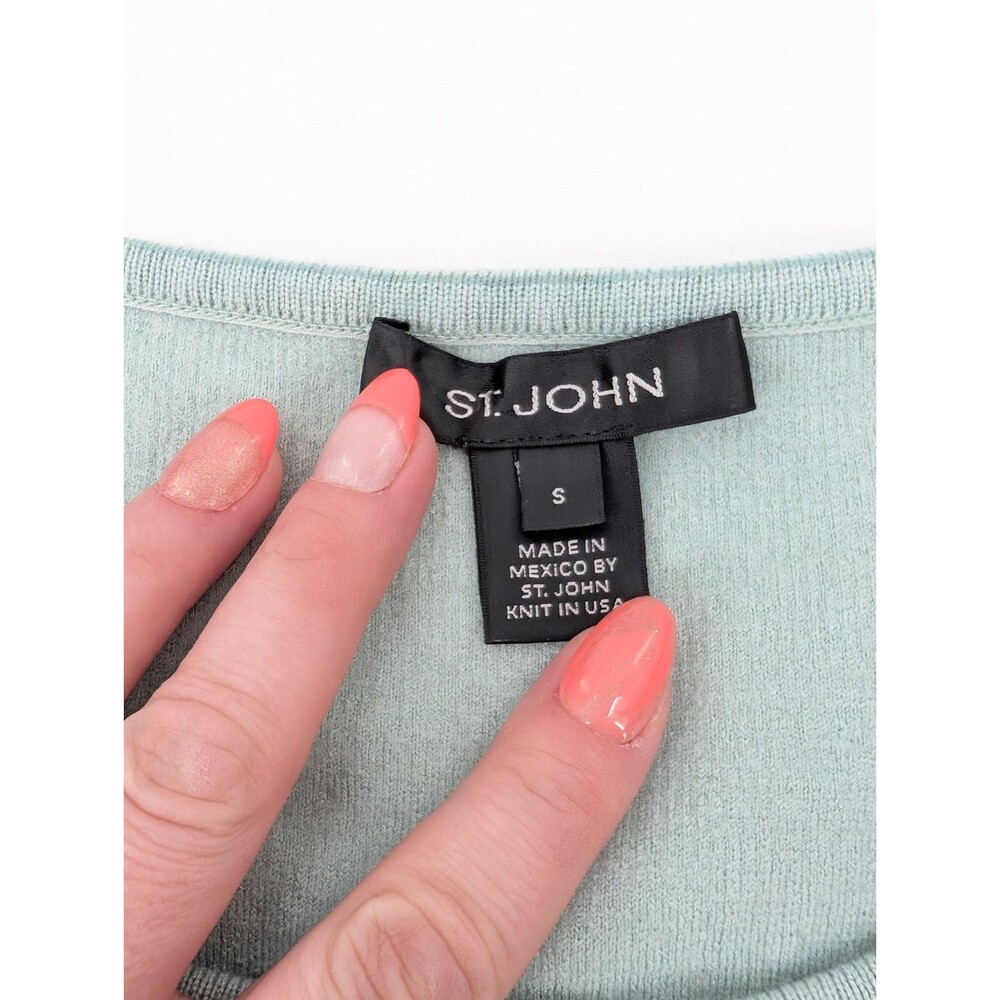 St John Wool Blend Light Blue Sleeveless Sweater Tank Blouse Top Size Small - Picture 2 of 6